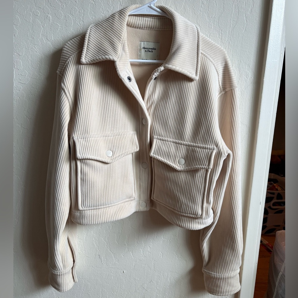 Abercrombie & Fitch Beige Corduroy Utility Jacket